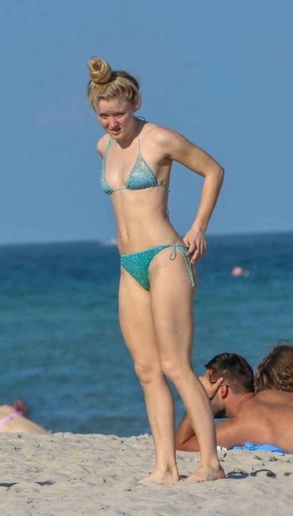 Zara Larsson in a Green Bikini