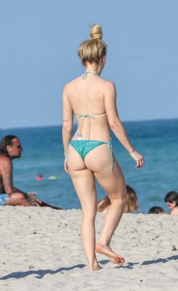 Zara Larsson in a Green Bikini