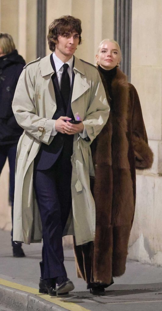 Anya Taylor-Joy in a Brown Fur Coat