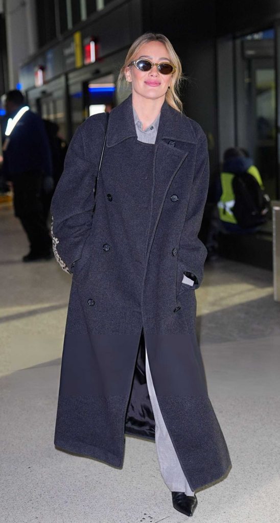 Hilary Duff in a Black Coat