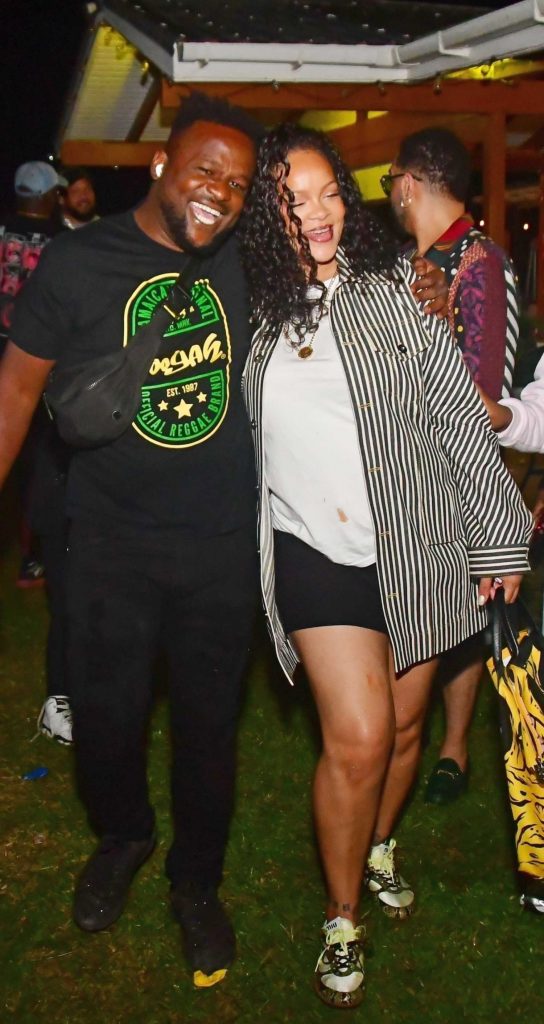 Rihanna in a Striped Jacket