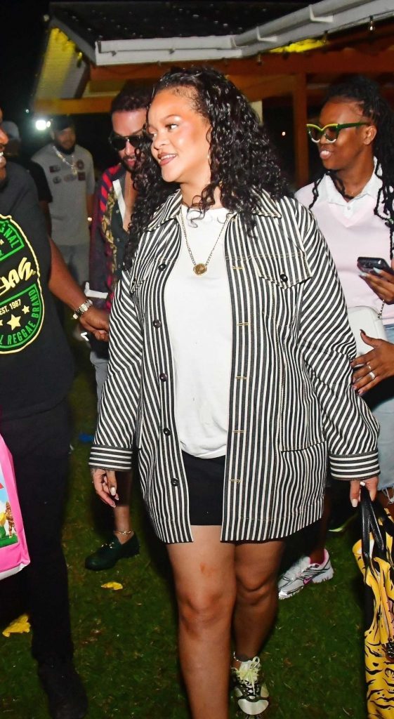 Rihanna in a Striped Jacket