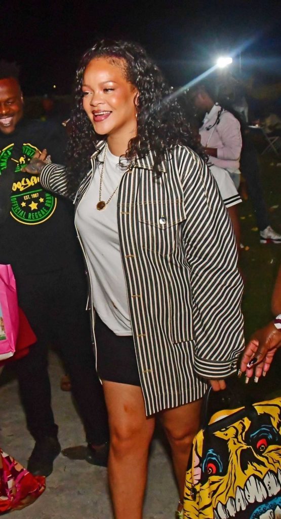 Rihanna in a Striped Jacket