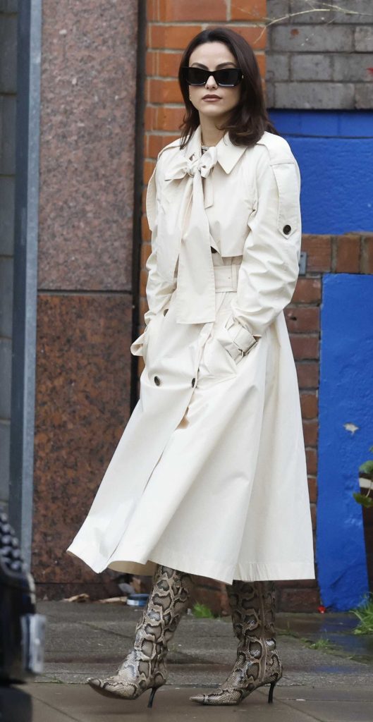 Camila Mendes in a White Trench Coat