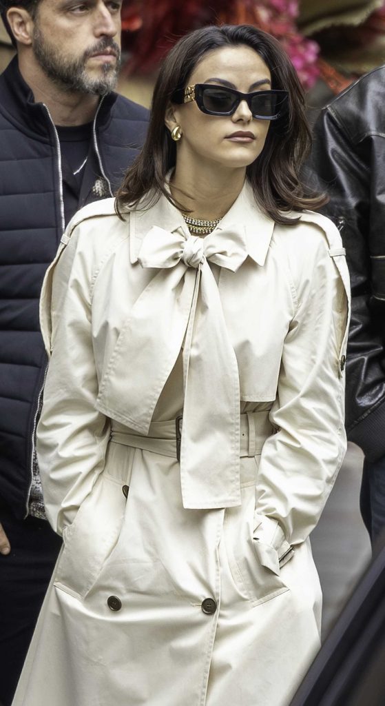 Camila Mendes in a White Trench Coat