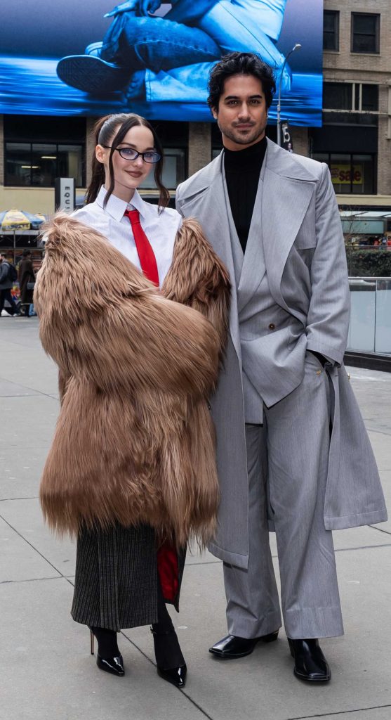 Dove Cameron in a Tan Fur Coat