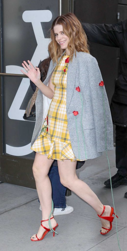 Kate Mara in a Yellow Plaid Dress