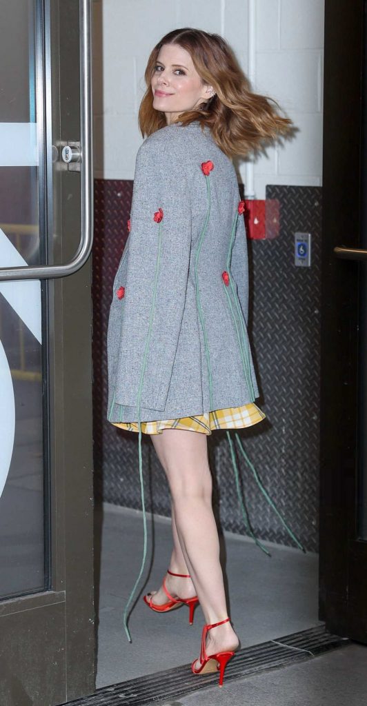 Kate Mara in a Yellow Plaid Dress