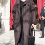 Nina Dobrev in a Brown Coat Leaves Her Hotel in Paris