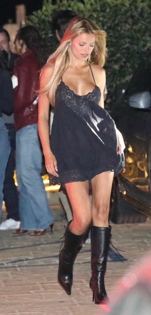 Brooks Nader in a Black Mini Dress