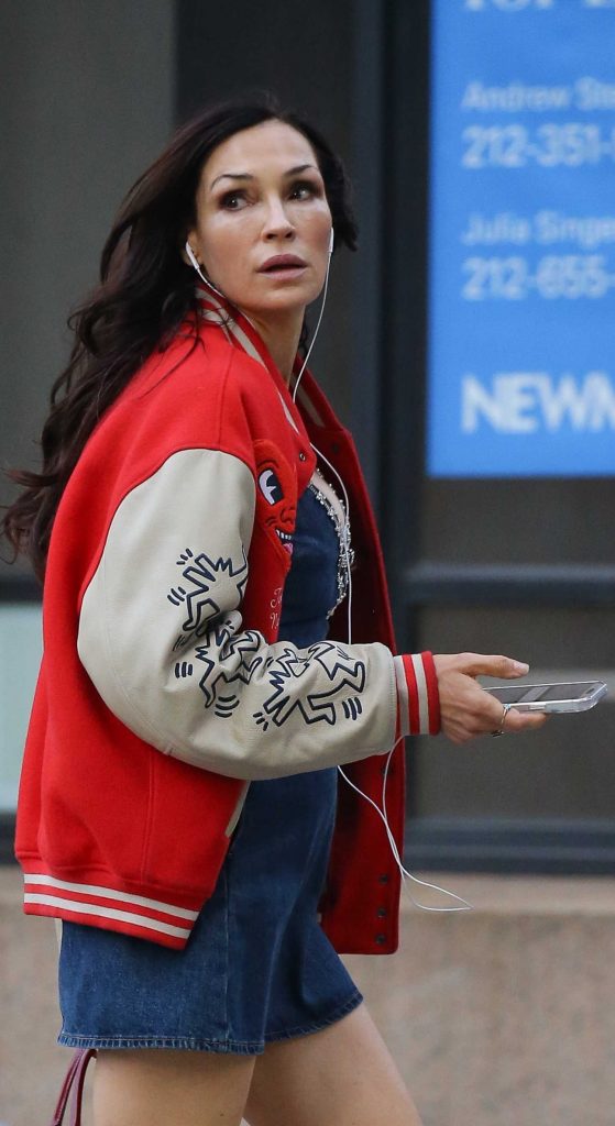 Famke Janssen in a Navy Mini Dress