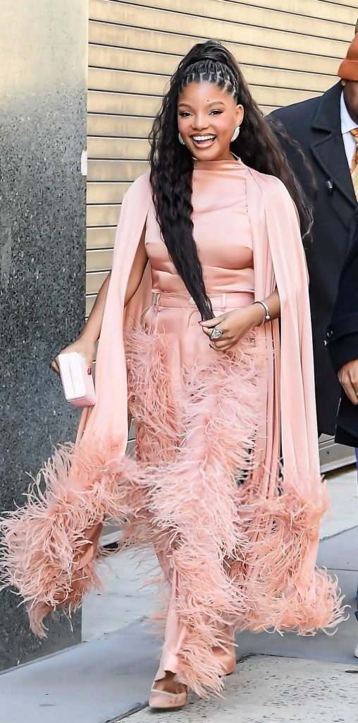 Halle Bailey in a Pink Ensemble