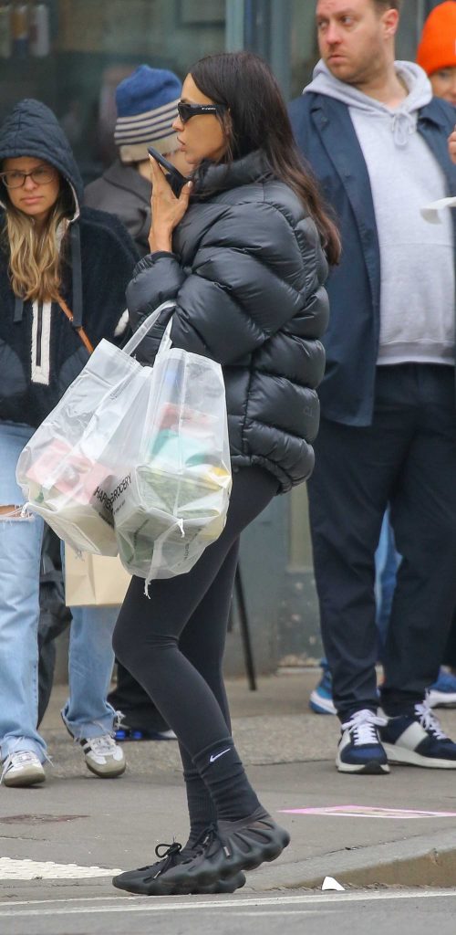 Irina Shayk in a Black Puffer Jacket
