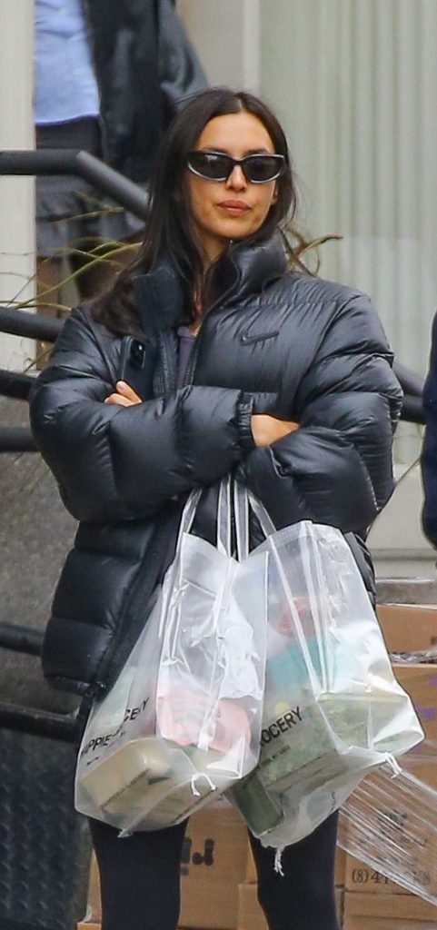Irina Shayk in a Black Puffer Jacket