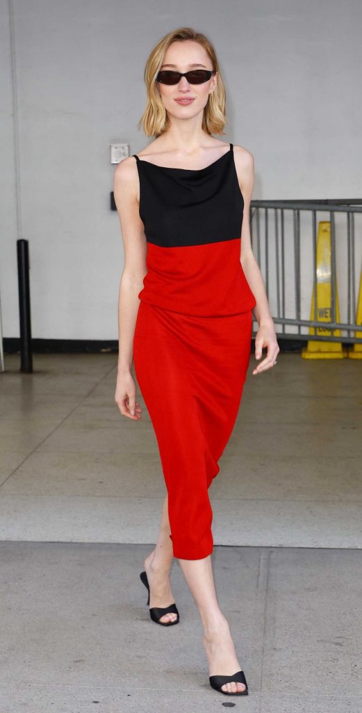 Phoebe Dynevor in a Red Dress