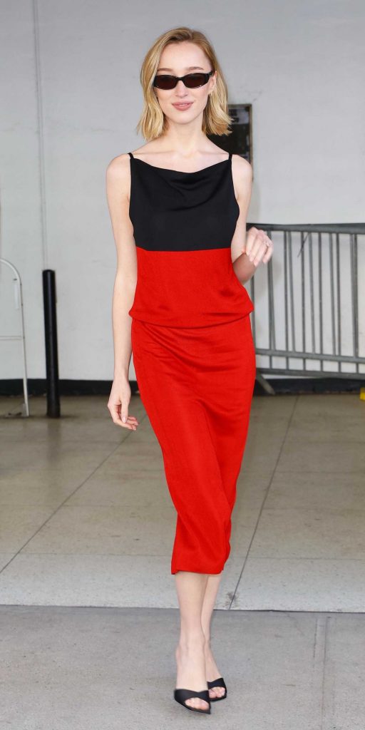 Phoebe Dynevor in a Red Dress