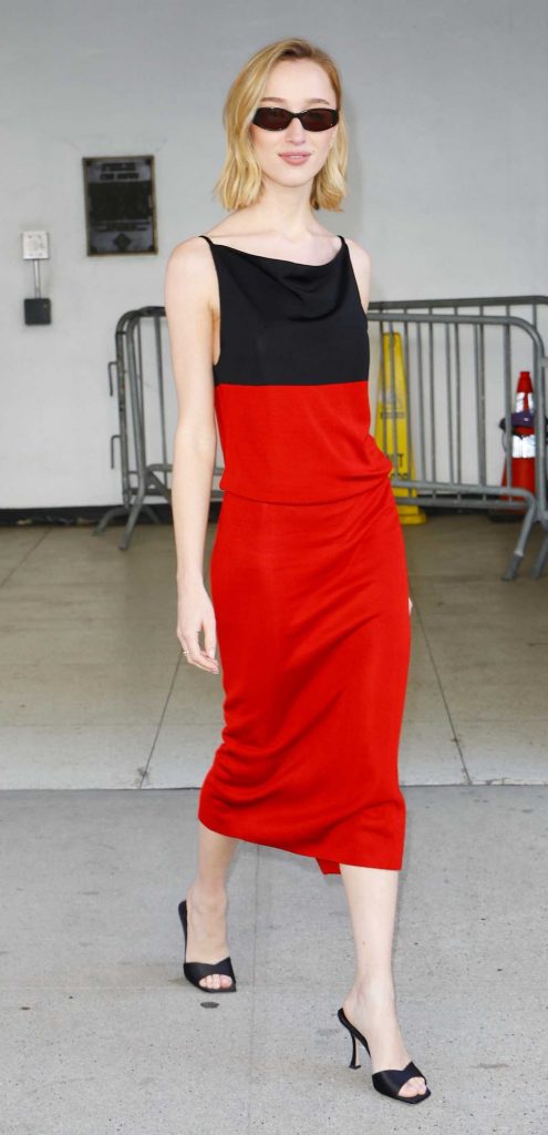 Phoebe Dynevor in a Red Dress