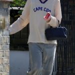 Sadie Sink in a Grey Jeans Running Errands in Notting Hill in London