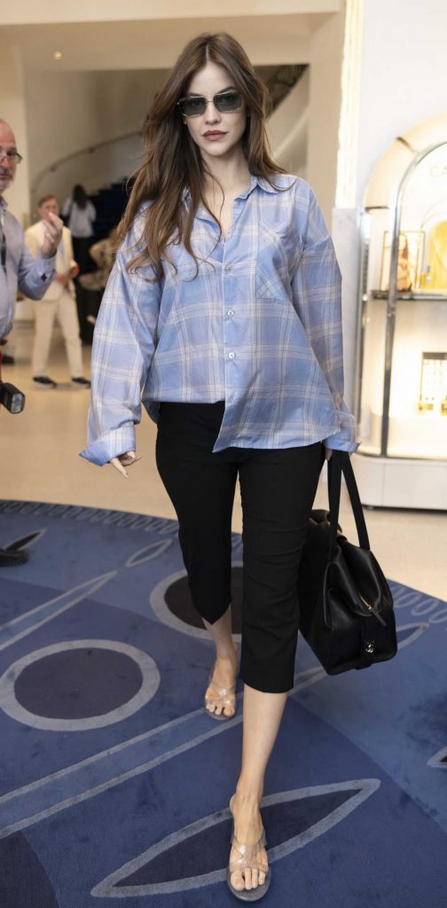 Barbara Palvin in a Plaid Shirt