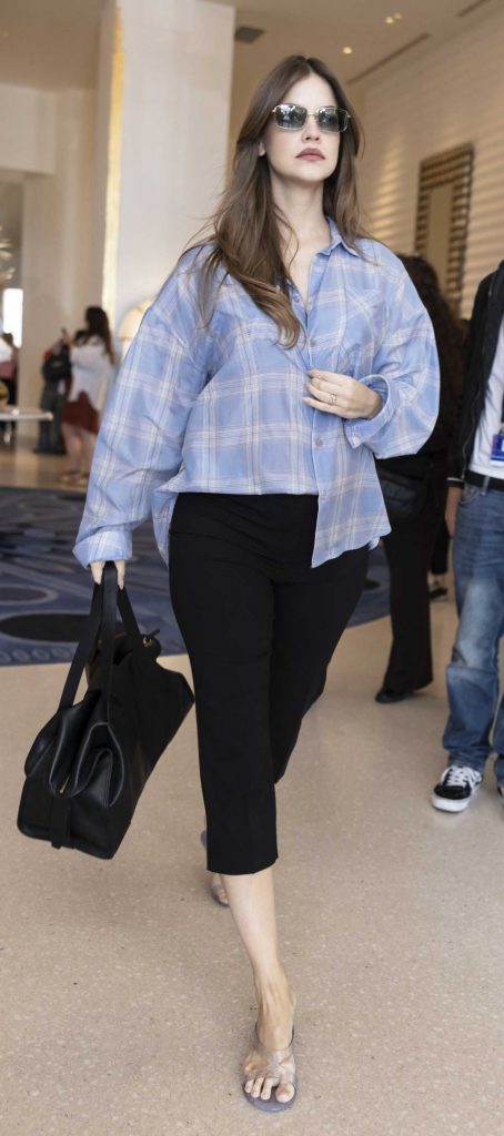 Barbara Palvin in a Plaid Shirt