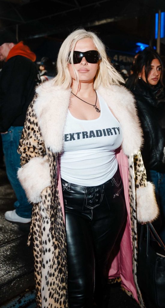 Bebe Rexha in a Leopard Coat