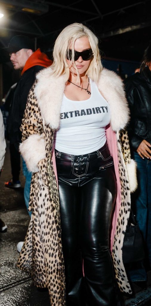 Bebe Rexha in a Leopard Coat