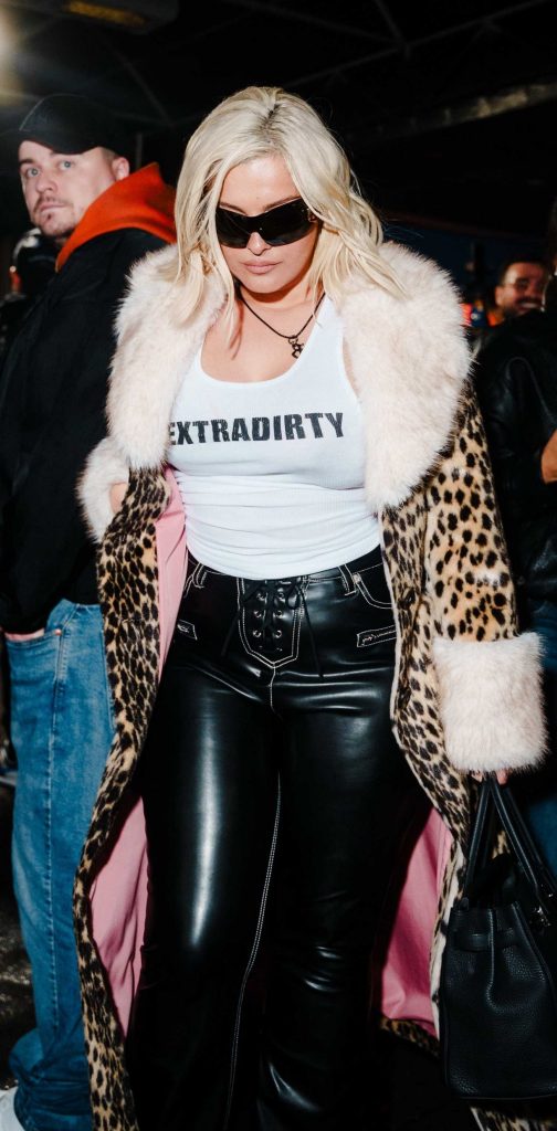 Bebe Rexha in a Leopard Coat
