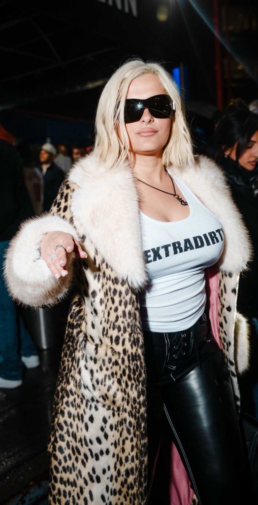 Bebe Rexha in a Leopard Coat