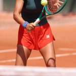 Emma Raducanu in a Red Shorts at a Practice Session Ahead of 2026 French Open in Paris