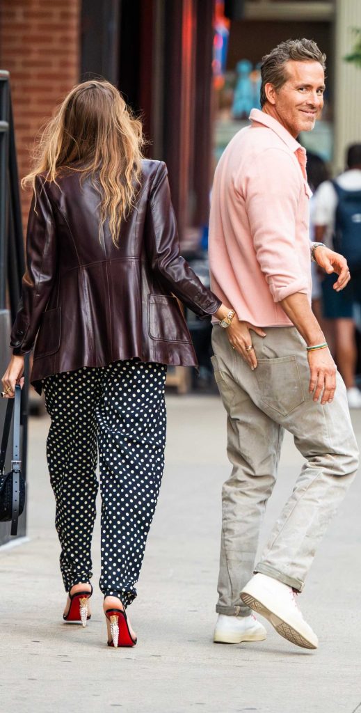 Blake Lively in a Black Polka Dot Pants
