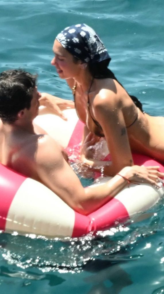 Dua Lipa in a Gold Bikini