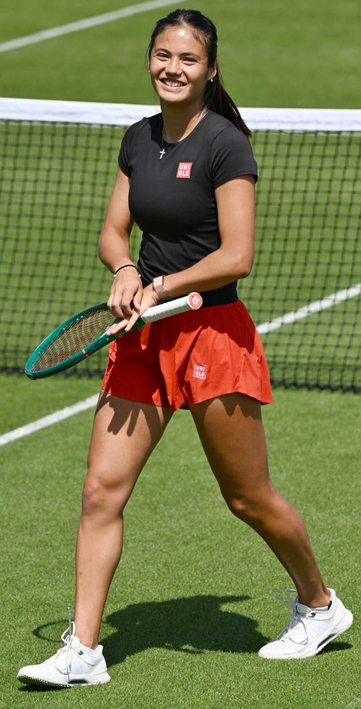 Emma Raducanu in a Red Shorts