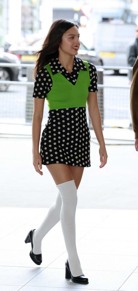 Olivia Rodrigo in a Black Polka Dot Mini Dress