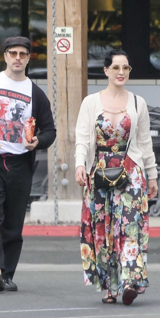 Dita Von Teese in a Floral Dress