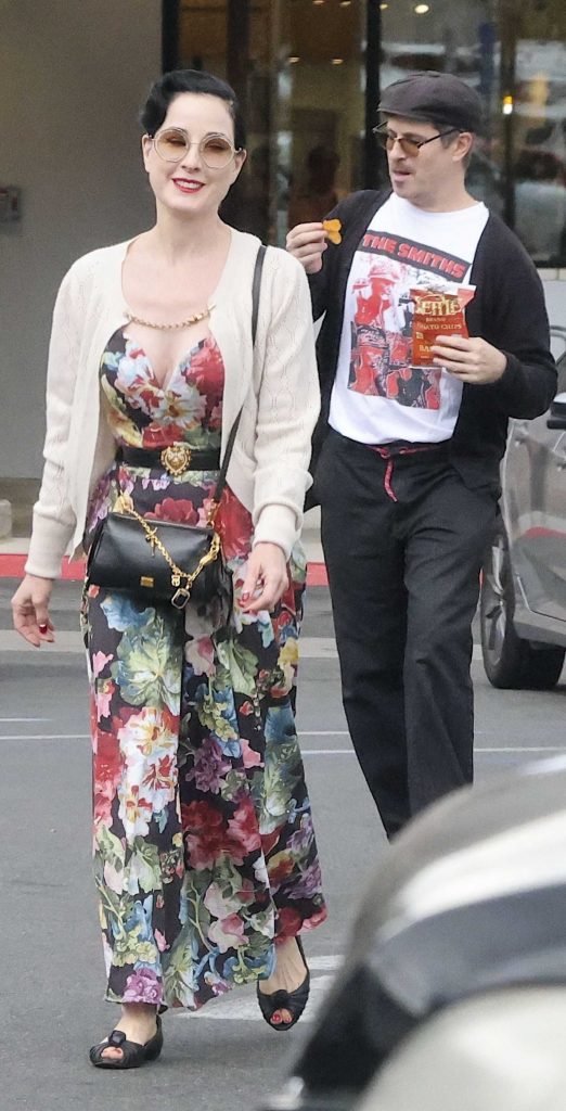 Dita Von Teese in a Floral Dress