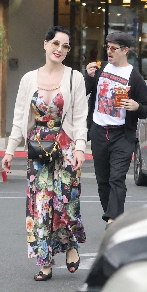 Dita Von Teese in a Floral Dress