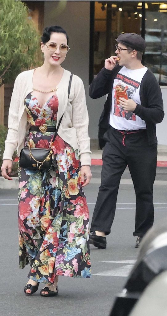 Dita Von Teese in a Floral Dress