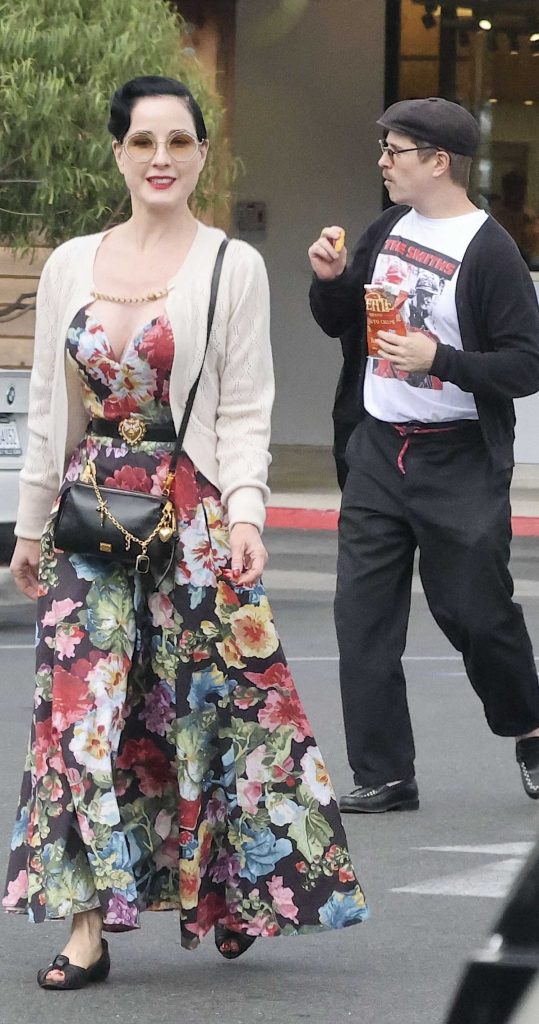 Dita Von Teese in a Floral Dress