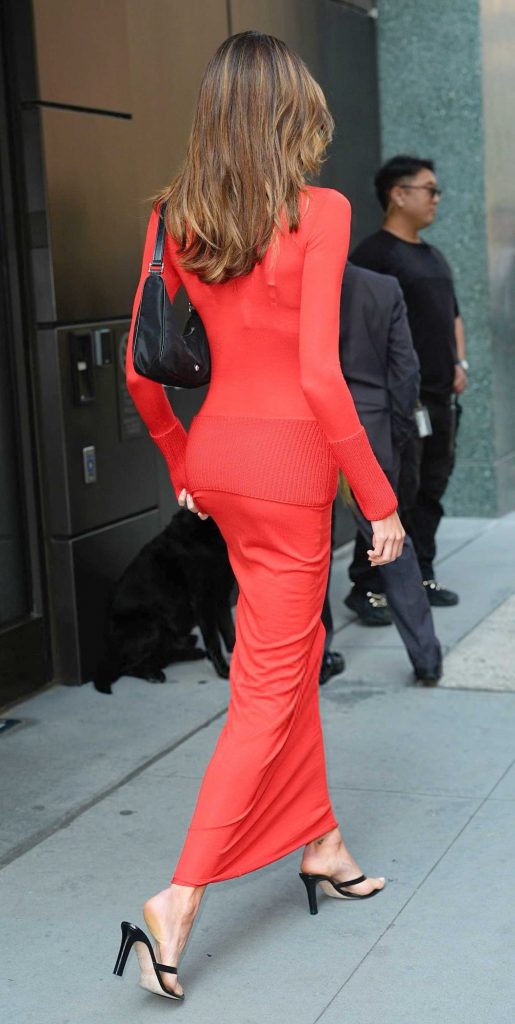 Kaia Gerber in a Red Ensemble