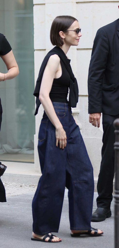 Lily Collins in a Black Top