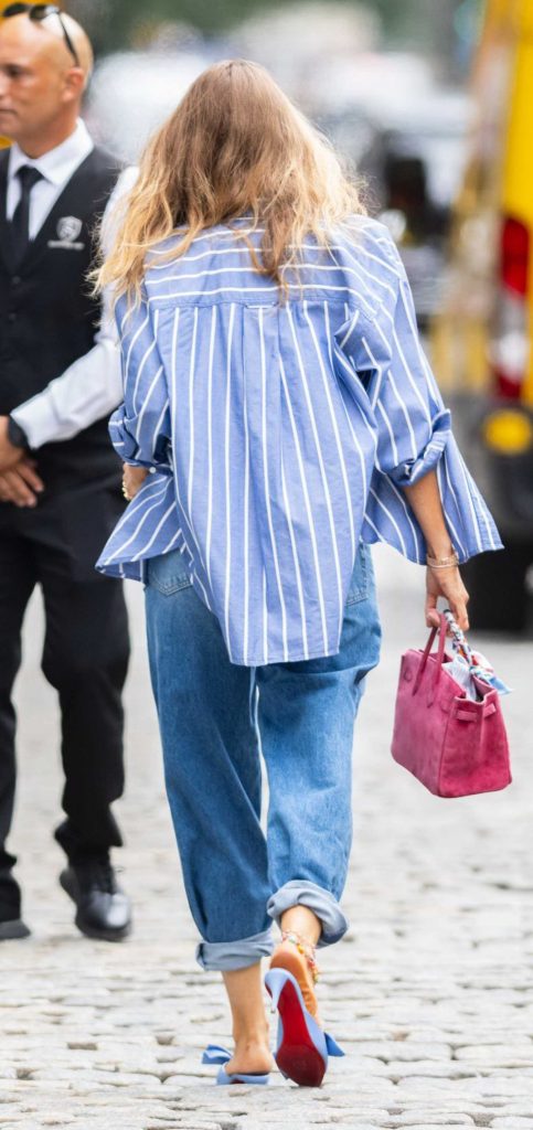 Blake Lively in a Blue Striped Shirt