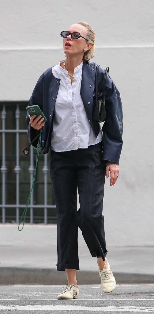 Naomi Watts in a Black Leather Jacket