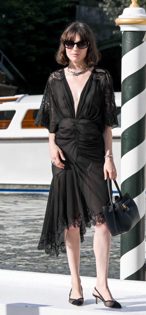 Alice Pagani in a Black Dress