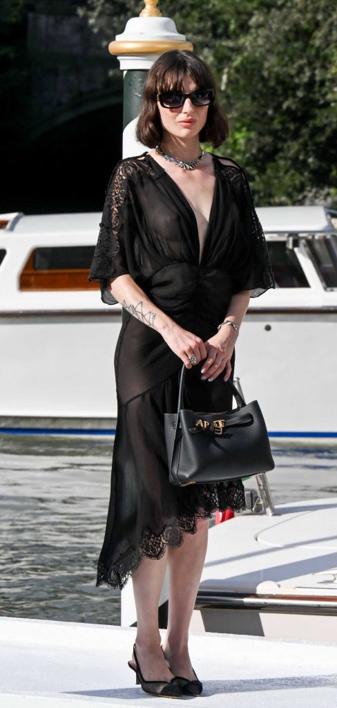 Alice Pagani in a Black Dress