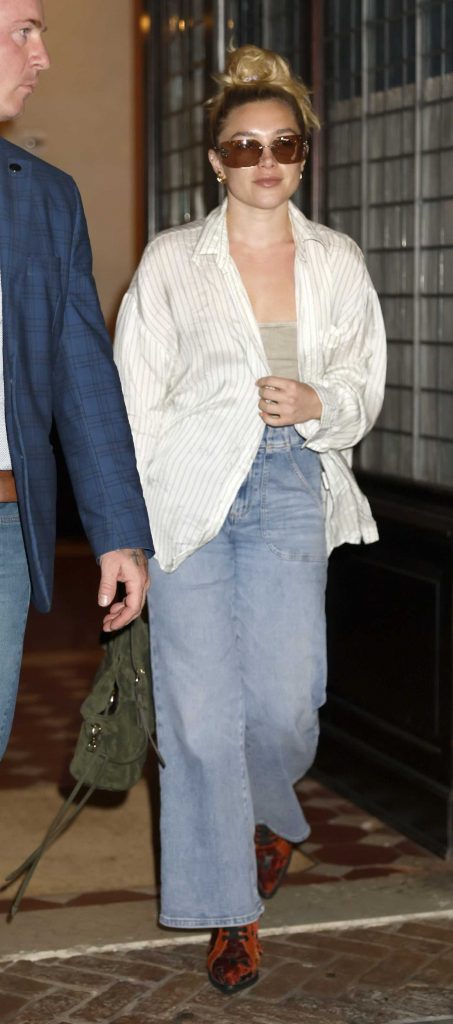 Florence Pugh in a Striped Shirt