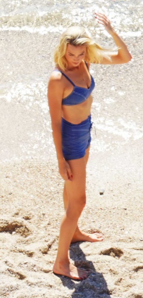Margot Robbie in a Blue Bikini