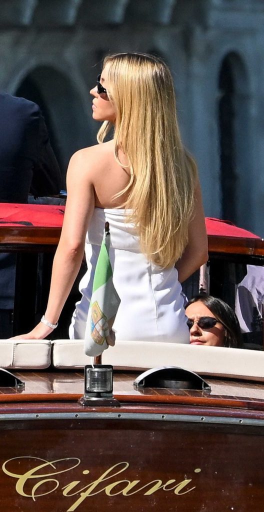 Sydney Sweeney in a White Mini Dress