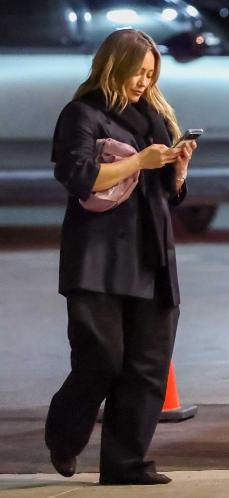 Hilary Duff in a Black Pantsuit