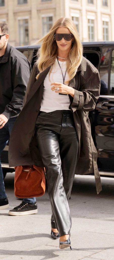 Rosie Huntington-Whiteley in a Black Leather Pants