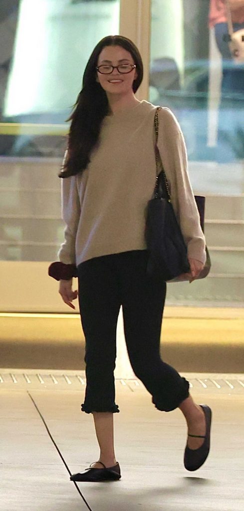 Selena Gomez in a Beige Sweatshirt